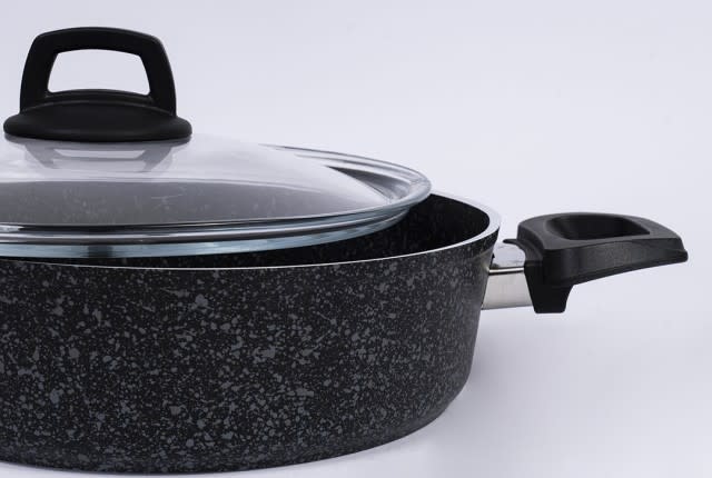 Granite Cooking Pot With Glass Lid - Black ( Medium )