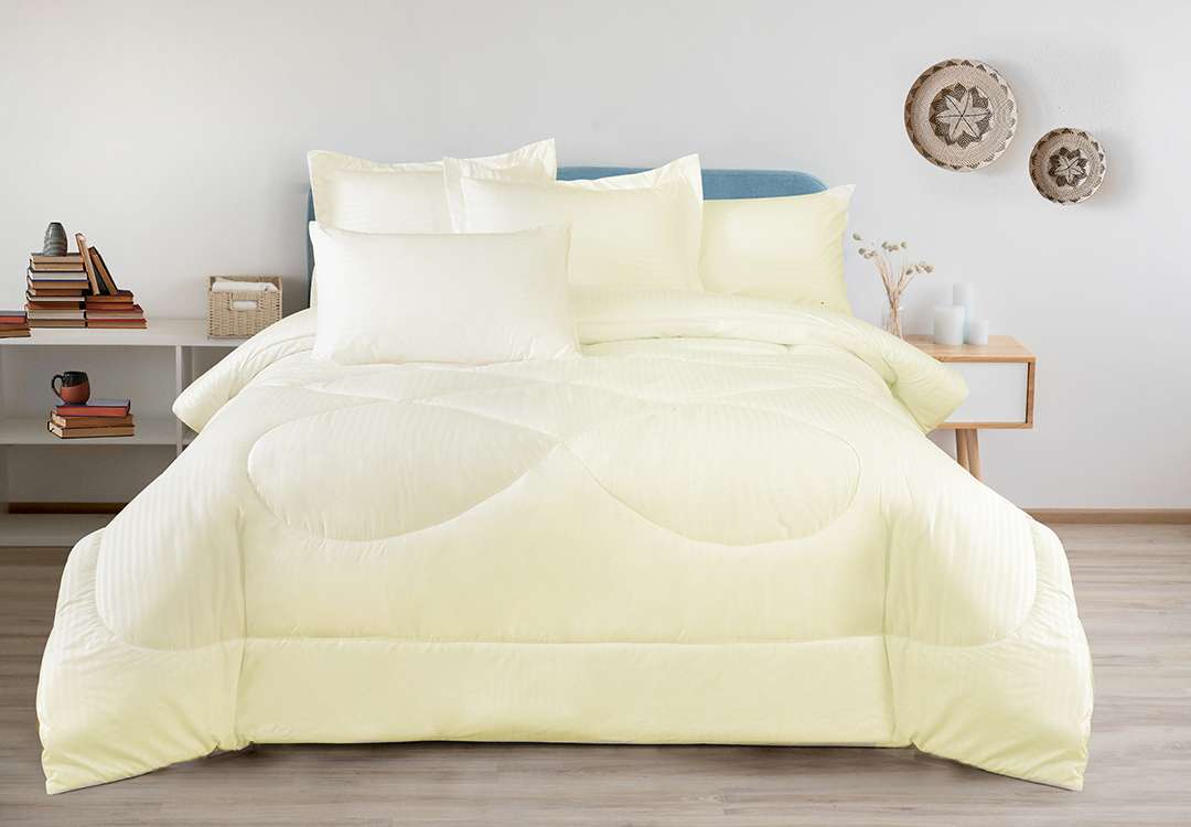 Armada Stripe Hotel Comforter Set 6 PCS - King Cream