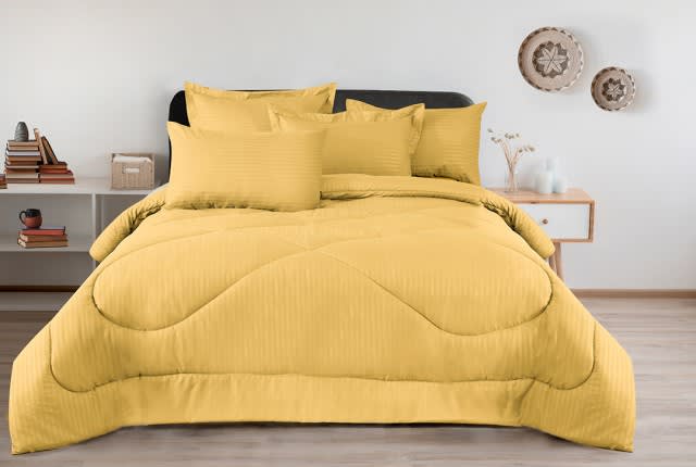 Armada Stripe Hotel Comforter Set 6 PCS - King D.Yellow