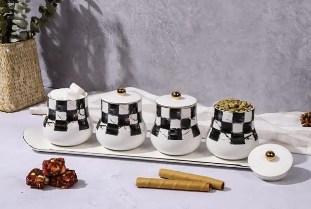Canisters Spices Set 5 PCS - White & Black