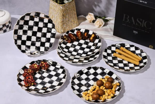 Plates Serving Food Set 6 PCS - White & Black