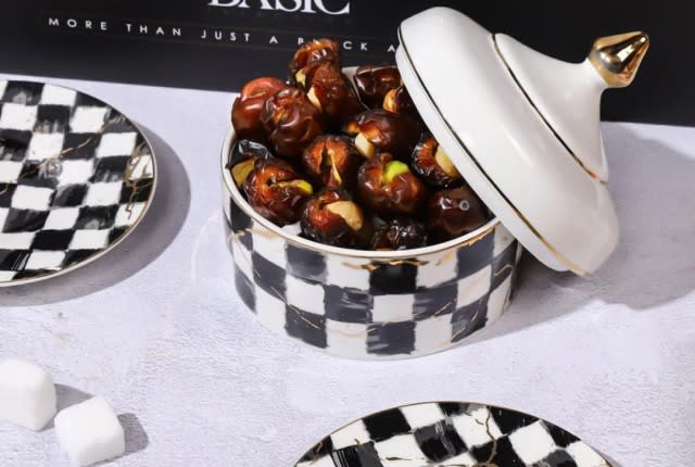 Luxury Turkish Date Bowl - Black & White