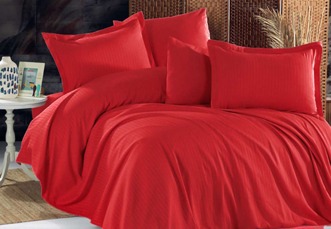 FCC Cotton Quilt Cover Set Without Filling 6 PCS - King Red