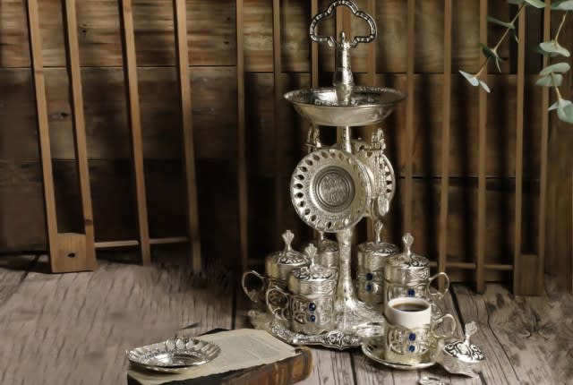 Turkish Royal Coffee Serving Set 19 PCS - Silver