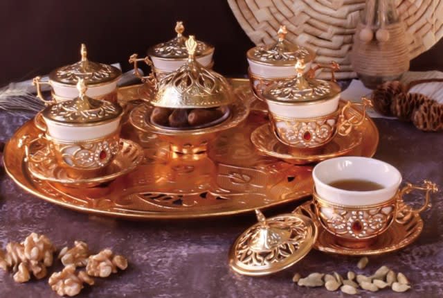 Turkish Royal Arabic-Coffee Serving Set 14 Pieces - Gold