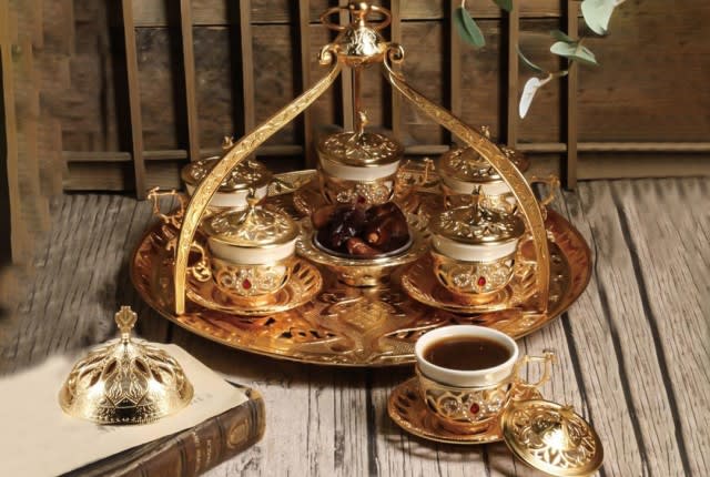 Turkish Royal Arabic-Coffee Serving Set 14 Pieces - Gold
