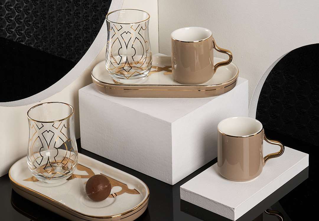 Coffee Serving Set 6 Pieces - Coffee & White