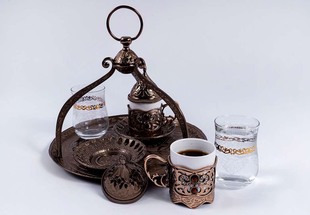 Royal Turkish Coffee Serving Set 7 PCS - Bronz
