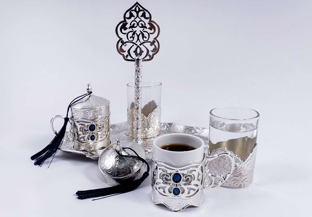 Royal Turkish  Coffee Serving Set 5 PCS - Silver