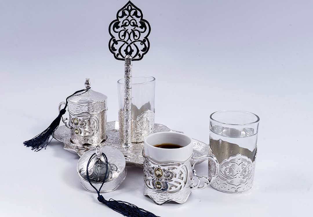 Royal Turkish Coffee Serving Set 5 PCS - Silver