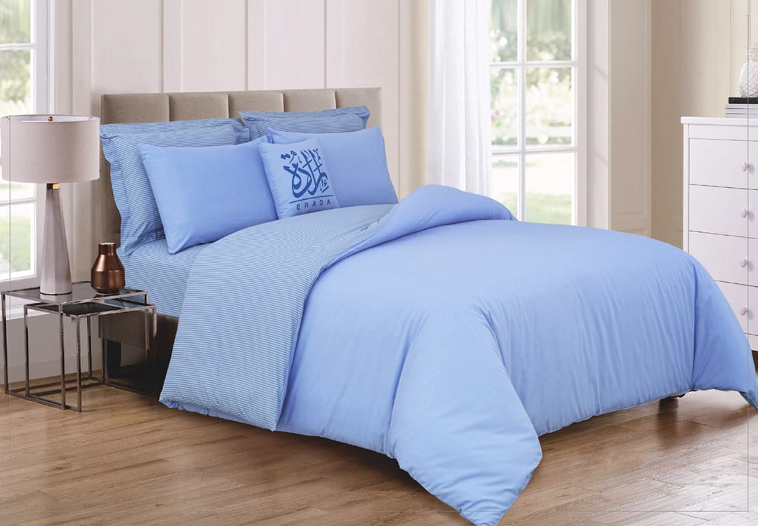 Erada Cannon Cotton Comforter Set 7 PCS - King Blue