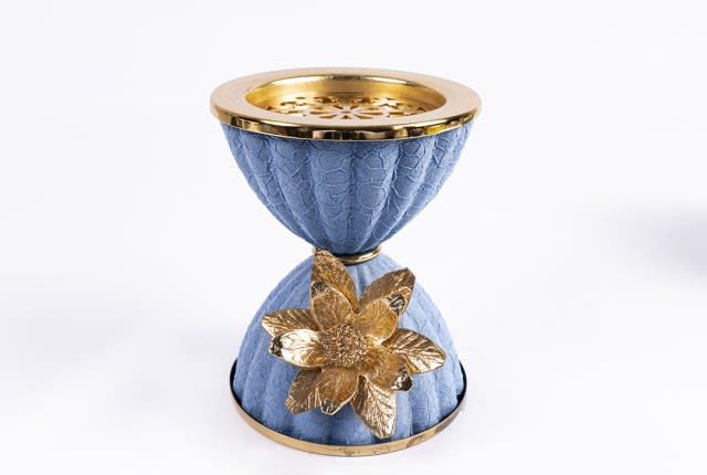 Luxury Incense Burner for Home - L.Blue & Gold