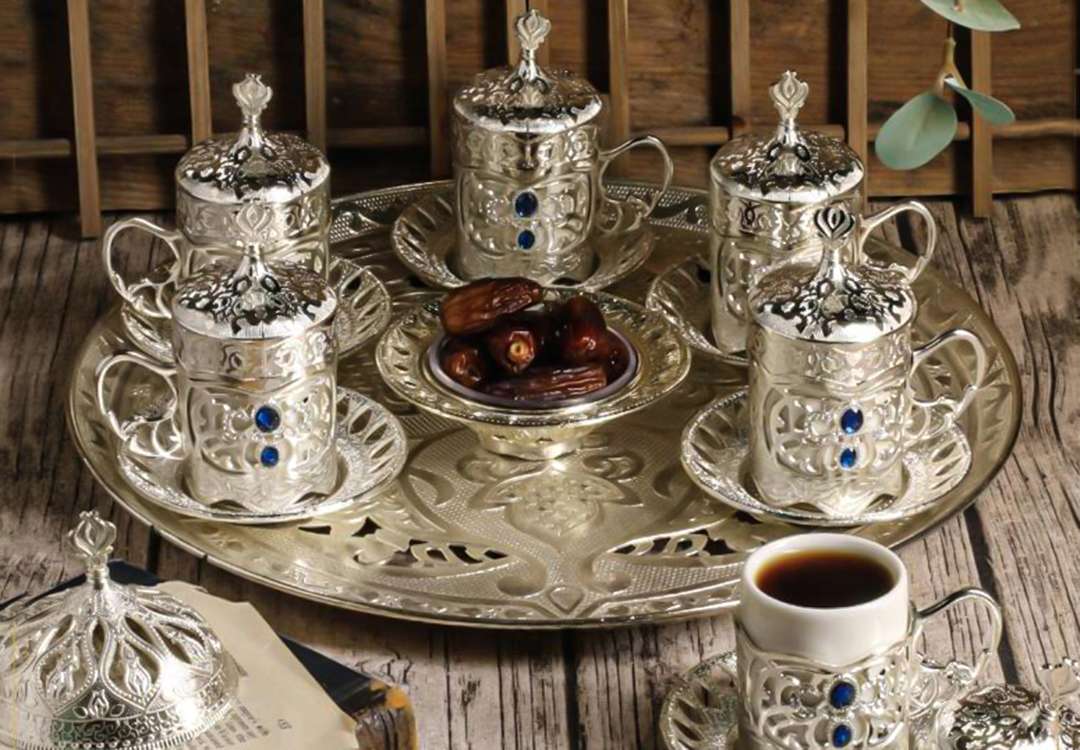 Royal Turkish Coffee Serving Set 14 PCS - Silver