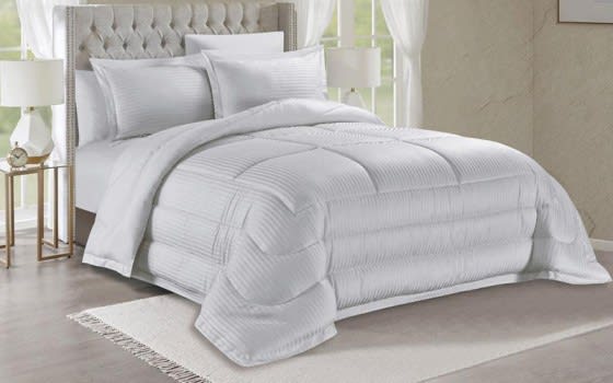 Valentini Striped Comforter Set 6 PCS - King L.Grey
