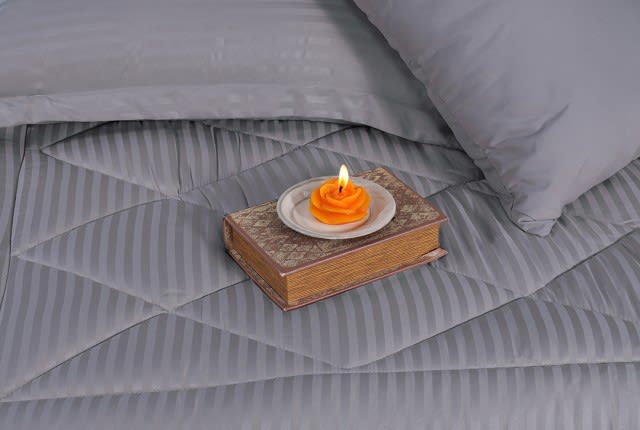Valentini Striped Comforter Set 4 PCS - Single D.Grey