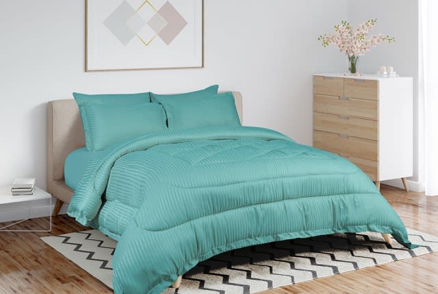 Valentini Striped Comforter Set 4 PCS - Single Green