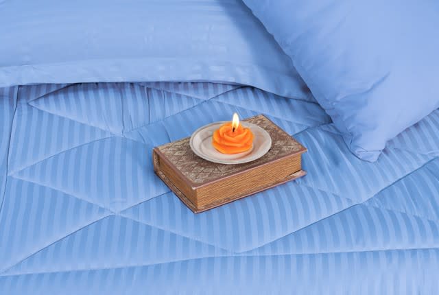 Valentini Striped Comforter Set 4 PCS - Single L.Blue