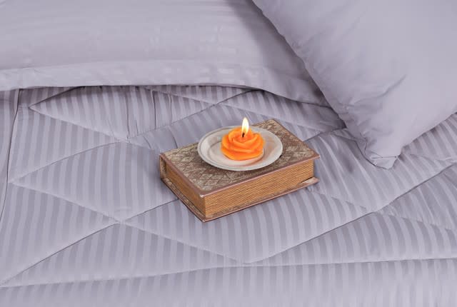 Valentini Striped Comforter Set 4 PCS - Single L.Grey