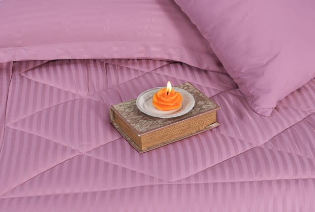 Valentini Striped Comforter Set 4 PCS - Single Tea Rose