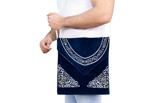 سجادة صلاة مع حقيبة للديكور من إف سي سي - ( 70 × 115 ) سم - أزرق