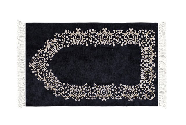 FCC Velvet Prayer Carpet with Bag - ( 115 X 70 ) cm - Black