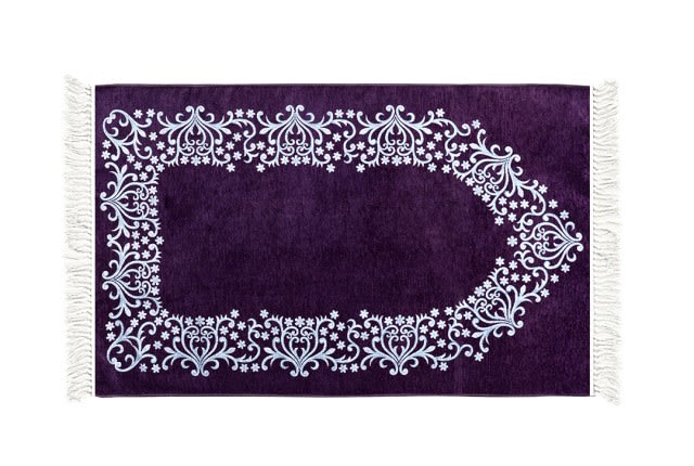 FCC Velvet Prayer Carpet with Bag - ( 115 X 70 ) cm - Purple