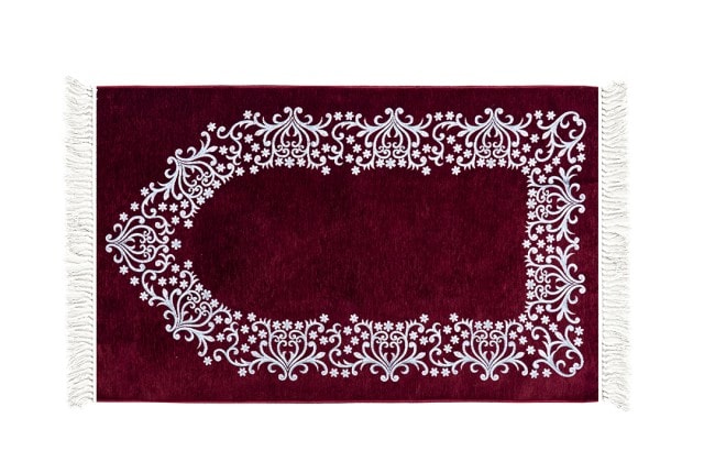 FCC Velvet Prayer Carpet with Bag - ( 115 X 70 ) cm - Red