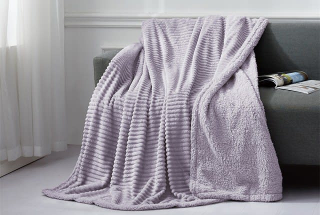 Cannon Flannel Jacquard Blanket - Single Purple