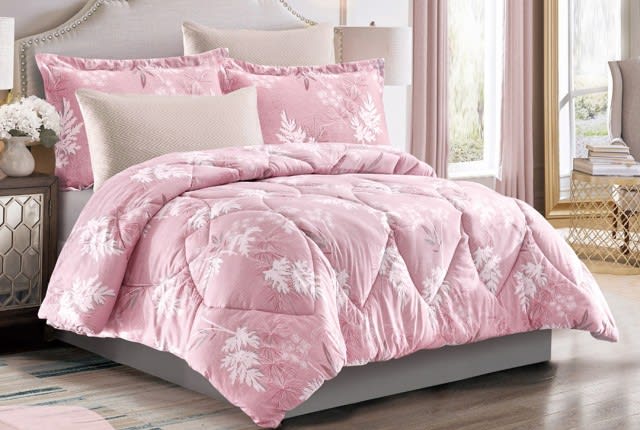 CODY Comforter Set 6 PCS - King Pink & Beige