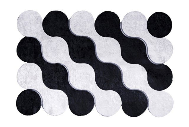 Armada laser cut edges Waterproof Carpet - ( 160 X 230 ) cm White & Black
