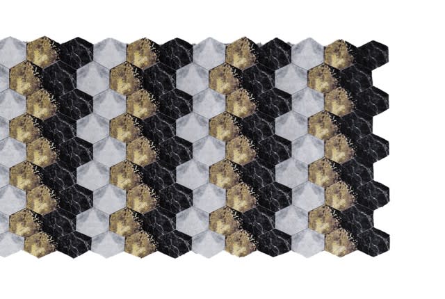 Armada Laser Cut Edges Waterproof Carpet - ( 300 X 80 ) cm Beige & Black & Gold
