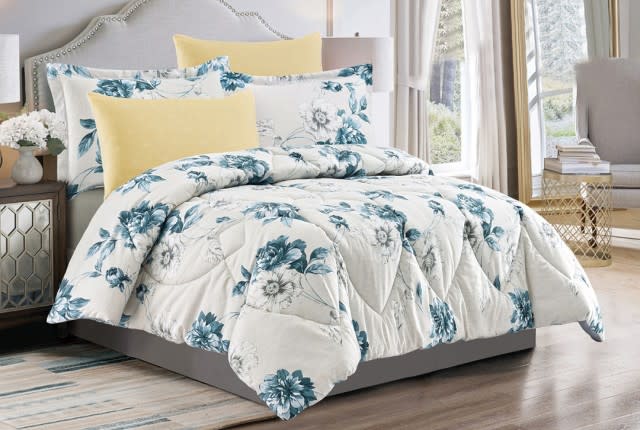 CODY Comforter Set 4 PCS - Single Off_White & Blue