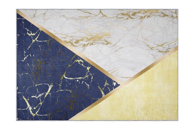 Armada Waterproof Carpet - ( 180 X 280 ) cm Gold & Blue & Grey ( Without White Edges )