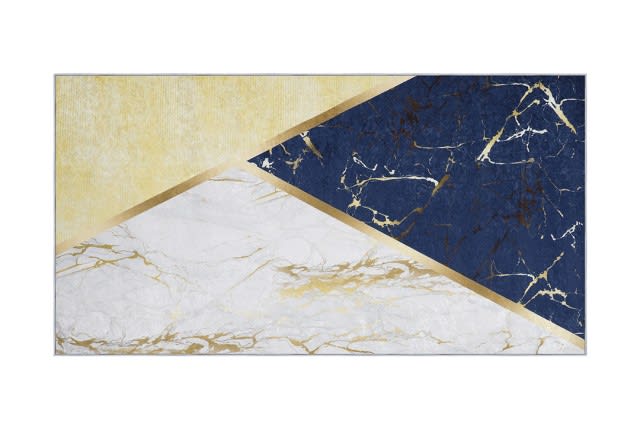 Armada Waterproof Passage Carpet - ( 150 X 80 ) cm Gold & Blue & Grey ( Without White Edges )