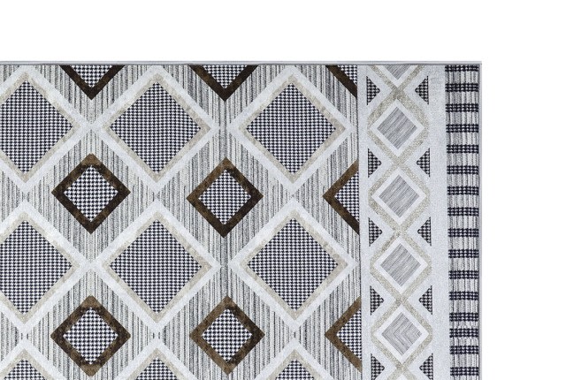 Armada Waterproof Carpet - ( 160 X 230 ) cm Grey & Beige & Black ( Without White Edges )