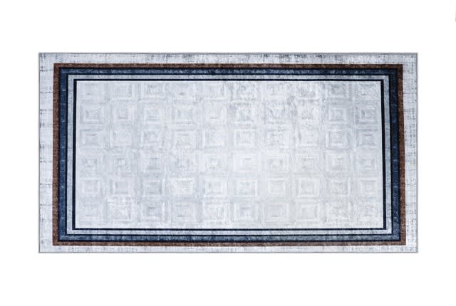 Armada Waterproof Passage Carpet - ( 150 X 80 ) cm Grey & Brown & Navy ( Without White Edges )