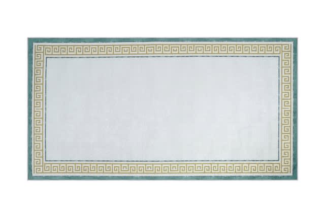 Armada Waterproof Passage Carpet - ( 150 X 80 ) cm Off White & Green & Gold ( Without White Edges )