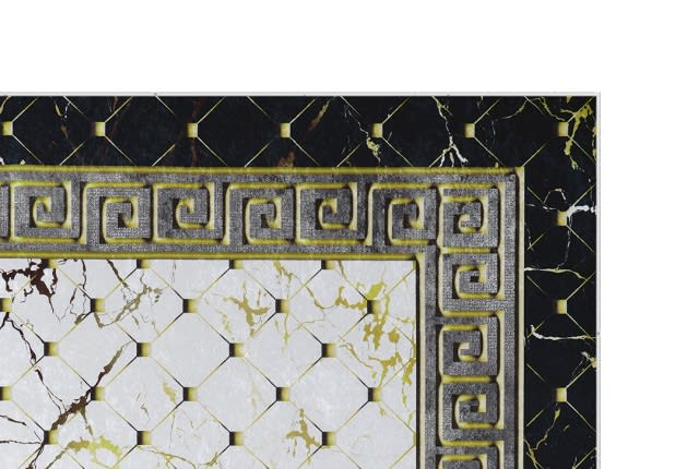 سجاد عازل للماء من أرمادا - ( 160 × 230 ) سم فيرزاتشي أوف وايت و أسود و ذهبي (بدون أطراف بيضاء)