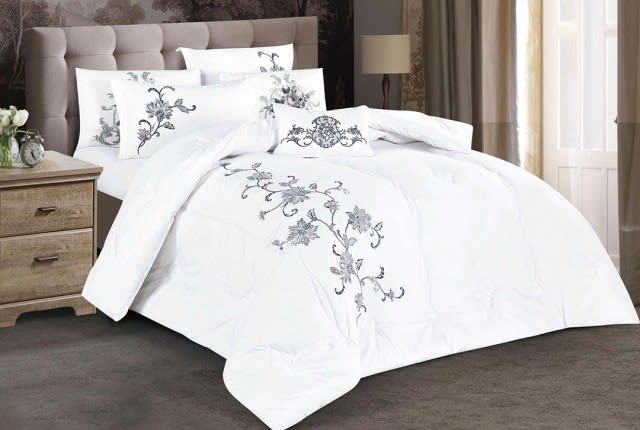 Sara Embroidered Comforter Set 7 PCS - White