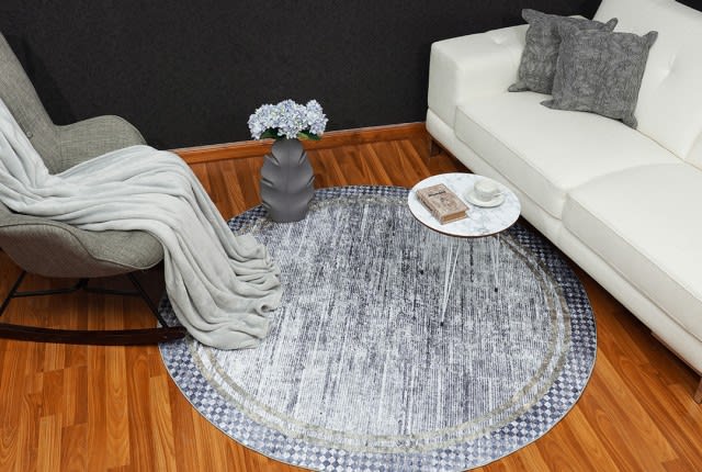 Armada WaterProof Carpet - ( 160 × 160 ) cm Grey & Black ( Without White Edges )
