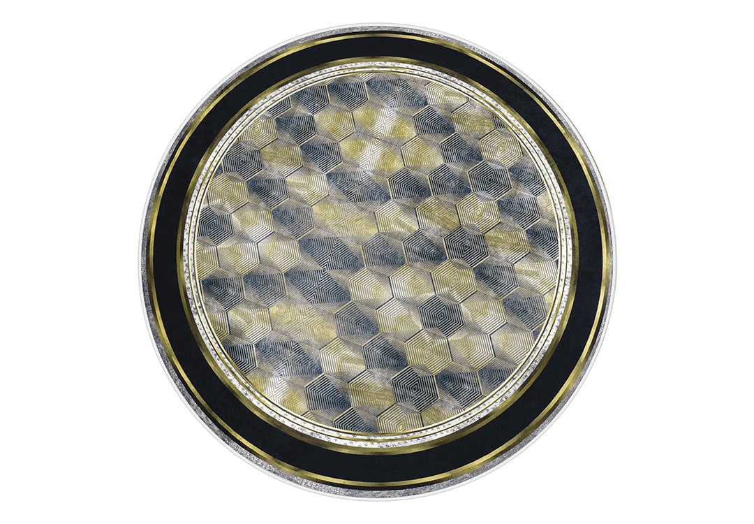 Armada WaterProof Carpet - ( 160 × 160 ) cm Black & Gold ( Without White Edges )
