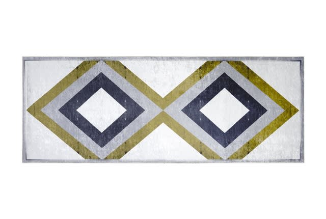 Armada Waterproof Carpet - (200 × 80) cm  Grey & Gold & Navy (Without White Edges)