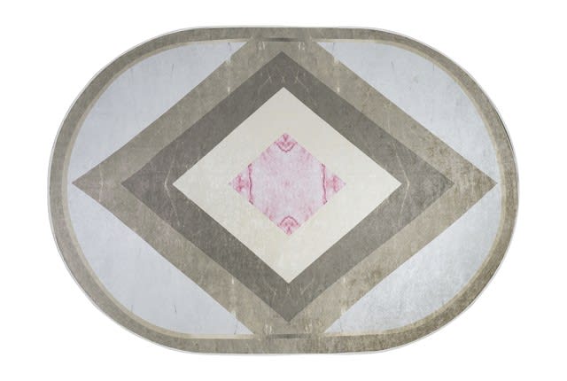Armada Waterproof Carpet - Oval - (160 X 230) cm Grey & Beige & Pink (Without White Edges)