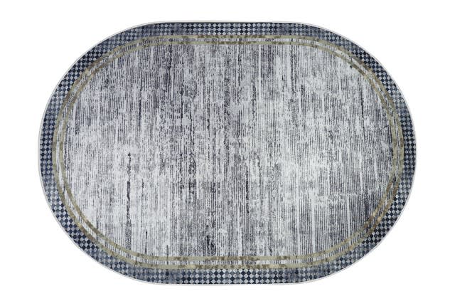 Armada Waterproof Carpet - Oval ( 160 X 230 ) cm Grey & Black (Without White Edges)