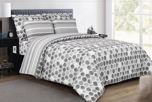 Cannon Cotton Comforter Set 4 PCS - Queen Off White & Grey