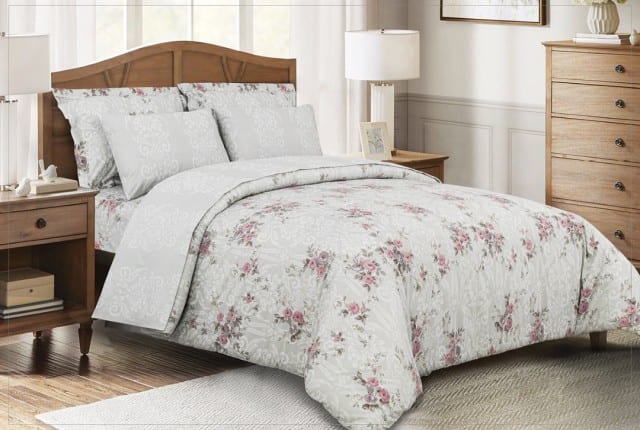 Cannon Cotton Comforter Set 4 PCS - Queen Grey & Pink