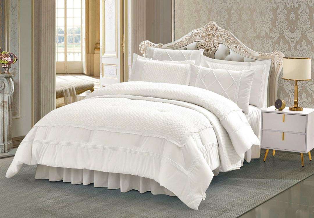 Daniella Wedding Comforter Set 7 PCS - King Off White
