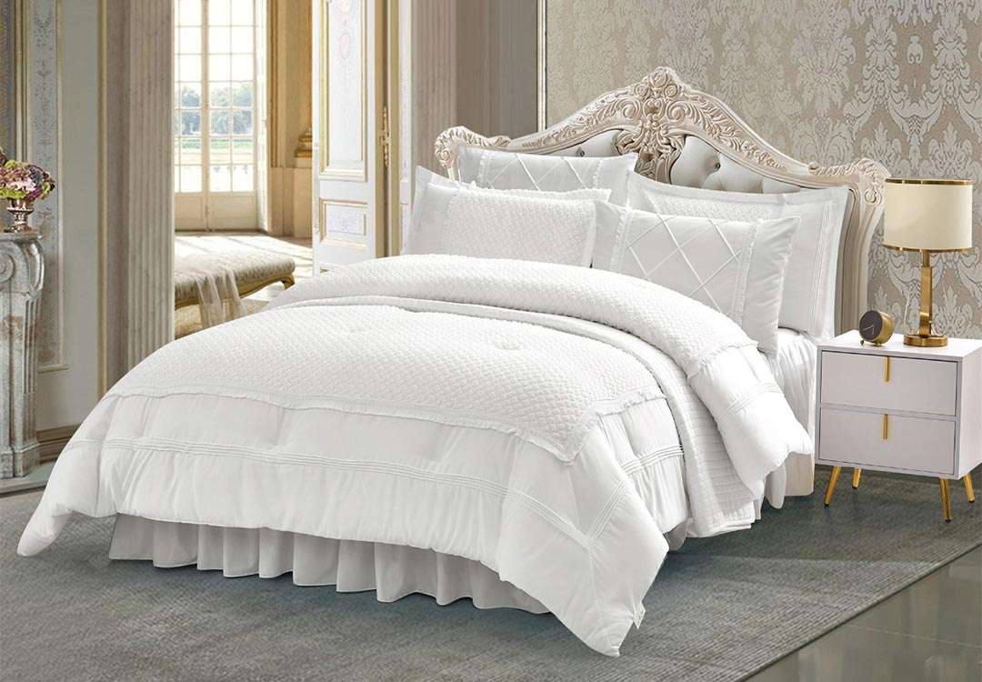 Daniella Wedding Comforter Set 7 PCS - King White