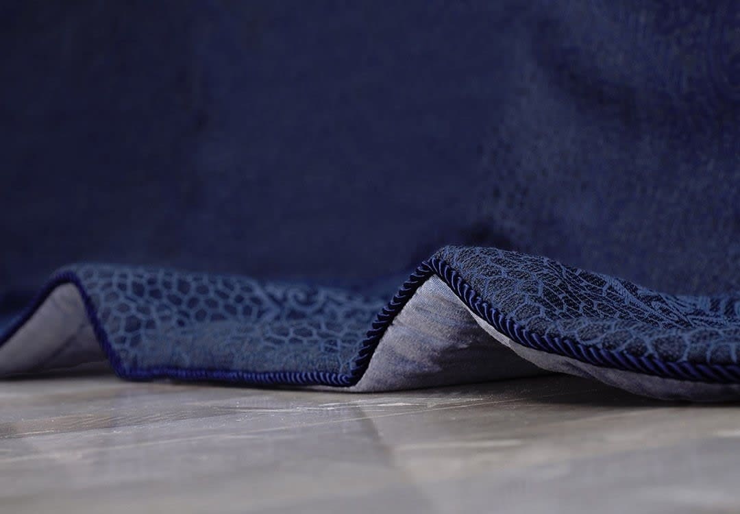 Turkish Jacquard Cotton Bed Spread Set 4 PCS - King D.Blue