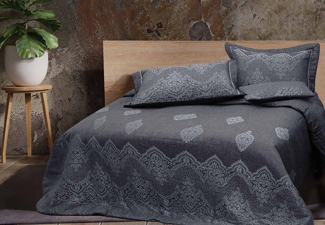 Turkish Jacquard Cotton Bed Spread Set 4 PCS - King D.Grey